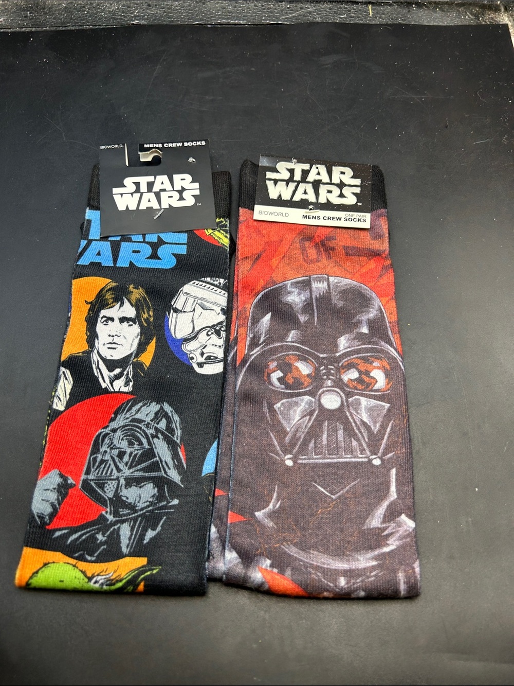 Star Wars Men's Crew Socks – Darth Vader & Character Print (Black, Red, Orange)